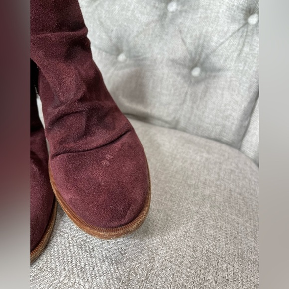 Kork Ease Maroon Suede Ankle Boots womens size 6.5 Leather Side Zip - Picture 3 of 5